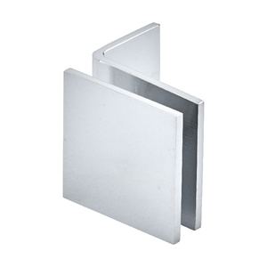 Polished Chrome Wall Mount Designer Series Glass Clip with Mounting Leg