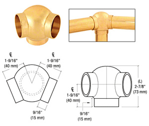 CRL Polished Brass 2-5/8" 135 Degree Ball Type Side Outlet Elbow for 1-1/2" Tubing