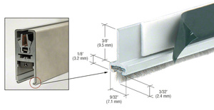 CRL Satin Anodized Pile Weatherstrip for Single Door Rail - Set of 2