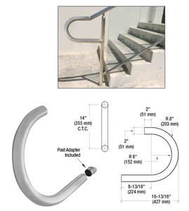 CRL 316 Brushed Stainless CRS Cap Rail Return with Post Adaptor