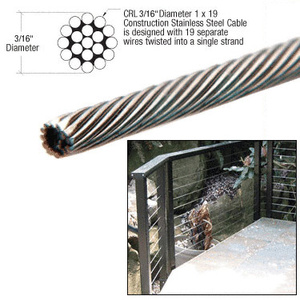 CRL 3/16" 316 Stainless Steel 1' Cable