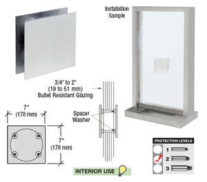 CRL Polished Stainless Steel 7" Square Level 2 Bullet Resistant Speak-Thru