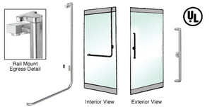 CRL-Blumcraft® Brushed Stainless Right Hand Reverse Rail Mount Keyed Access "X" Exterior Top Securing Electronic Egress Control Handle