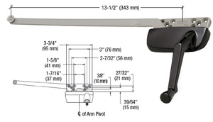 CRL Bronze Right Hand Ellipse Style Casement Operator with 13-1/2" Single Arm