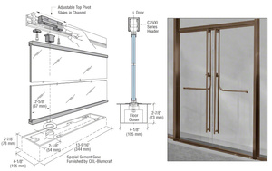 CRL-Blumcraft® Oil Rubbed Bronze 1301 Entry Door 3/4" Glass w/Fixed Closer and Standard Top Pivot - No Lock