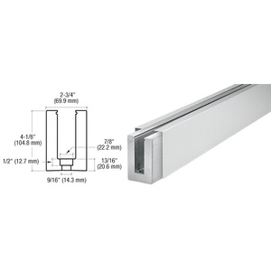 CRL Satin Anodized B7S Series Custom Length Square Base Shoe Drilled for 3/4 Glass