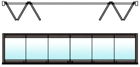 CRL Black Bronze Anodized 6-Panel Bipart Overhead Track Full Bi-Fold Door Configuration