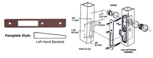 CRL Dark Bronze Left Hand Beveled Faceplate for DL2130 Series Hook Throw Deadlocks