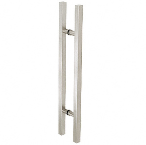 CRL Brushed Stainless Glass Mounted Square Ladder Style Pull Handle with Round Mounting Posts - 36" (914 mm) Overall Length
