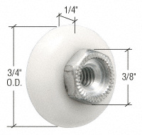 CRL 3/4" Oval Edge Nylon Ball Bearing Shower Door Roller with Threaded Hex Hub - Bulk 100/Pk