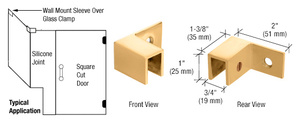 CRL Satin Brass Left Hand "Sleeve Over" Wall Mount Glass Clamp