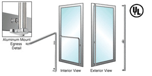 CRL-Blumcraft® Brushed Stainless Right Hand Reverse Aluminum Door Mount Keyed Access "F" Exterior Bottom Securing Electronic Egress Control Handle