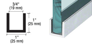 CRL Brushed Stainless Anodized Wet Glaze 1" Deep U-Channel 240" Stock Length