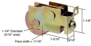 CRL 1-1/4" Steel Sliding Glass Door Roller with 9/16" Wide Housing for Superlite Doors
