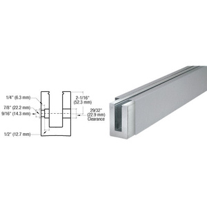  CRL B7S Series Brushed Stainless Custom Length Square Base Shoe Fascia Mount Drilled for 3/4" Glass