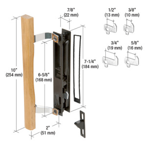 CRL Wood/Black Flush Mount Handle Set 6-5/8" Screw Holes for Croft Doors