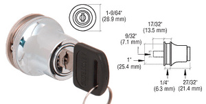 CRL Polished Chrome Lock for Cabinet Glass Door