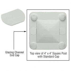CRL Agate Gray 4" x 4" Square Windscreen Post System Glazing Channel End Cap