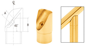 CRL Polished Brass 45 Degree Coped Perpendicular Collar for 1-1/2" Tubing