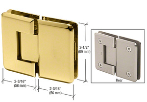 CRL Polished Brass Pinnacle 180 Series 180 Degree Glass-to-Glass Standard Hinge