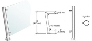 CRL Polished Stainless 18" High 1-1/2" Round PP46 Contemporary Series Slant Front Counter/Partition Right End Post