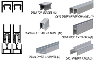 CRL Satin Anodized Deluxe Track Assembly D613 Upper and D601 Rail With Steel Ball-Bearing Wheels