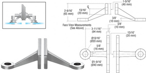 CRL Brushed Stainless Heavy-Duty Spider Fitting Double Arm Fin Mount Frame