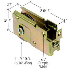 CRL 1-1/4" Steel Ball Bearing Door Roller with 3/4" Wide Housing for Lupton Doors