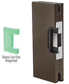 CRL Dark Bronze 4" x 10" LH/RHR Custom Center Lock Glass Keeper with Deadlatch Electric Strike