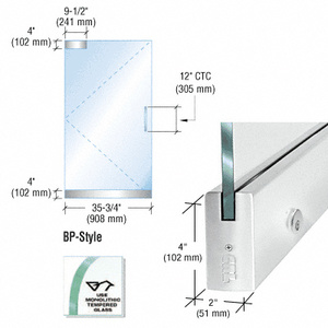 CRL Dry Glazed Frameless Glass 3' BP-Style Polished Stainless Single Door Only Kit - with Lock