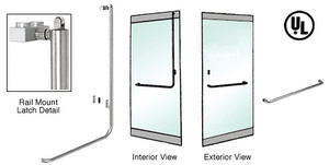 CRL-Blumcraft® Brushed Stainless Right Hand Reverse Rail Mount Retainer Plate "A" Exterior, Top Securing Panic Handle
