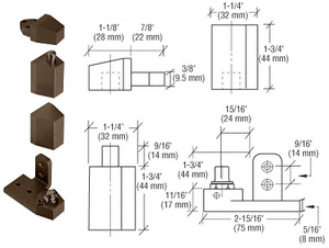 CRL Dark Bronze Offset Left Hand Pivot Set with 1/8" Recess