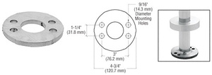 CRL Mill Finish Stainless Steel Base Flange for 1-1/2" Schedule 40 Pipe Railings - Wood Mount