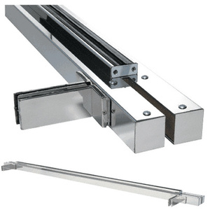 CRL Polished Stainless Custom Size Double Door Floating Header with Fin Brackets for 1/2" Glass