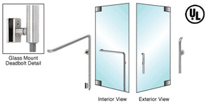 CRL-Blumcraft® Brushed Stainless Right Hand Reverse Glass Mount Cylinder/Thumbturn "P" Exterior Bottom Securing Deadbolt Handle