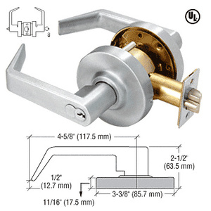 CRL Brushed Chrome Heavy-Duty Grade 2 Lever Locksets Entrance - 7-Pin SFIC