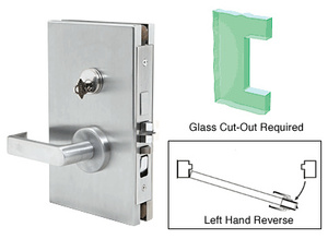 CRL Satin Anodized 6" x 10" LHR Center Lock With Deadlatch in Entrance Lock Function