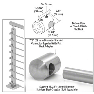 CRL 316 Brushed Stainless Left End Standoff Connector (Flat Back)