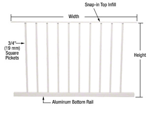 CRL Sky White 200, 300, 350, and 400 Series 48"W x 48"H Picket Panel