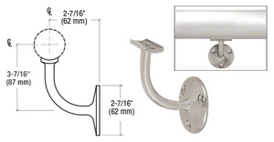 CRL Brushed Stainless Del Mar Series Wall Mounted Hand Railing Bracket for 2" Tubing