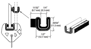 CRL 3K1 Rigid 96" Unbeaded Glass Edge Weatherstrip