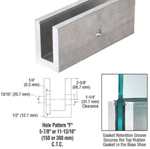 CRL L25S Series Mill Aluminum 118-1/8" Square Base Shoe Drilled for 1-1/16" Glass