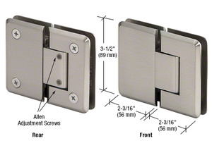 CRL Brushed Nickel Pinnacle 380 Series Adjustable 180 Degree Glass-to-Glass Hinge