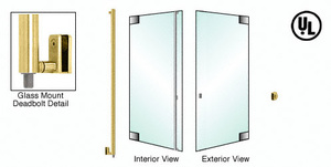 CRL-Blumcraft® Polished Brass Right Hand Double Acting Glass Mount Keyed Access "Z" Bottom Secured Deadbolt Exterior Handle