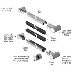 CRL 316 Brushed Stainless 60" Round Juliet Balcony Glass Railing Kit