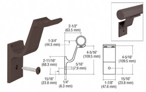 CRL Matte Bronze Quick Connect Aluminum Hand Rail Bracket for 1-1/2" Diameter Tubing