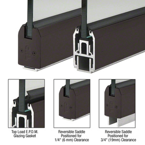 CRL Black Bronze Anodized 2-5/16" x 120" Length Low Profile Tapered Sidelite Rail With Saddle