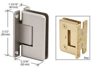 CRL Satin Chrome Pinnacle 037 Series Wall Mount 'H' Back Plate Hinge