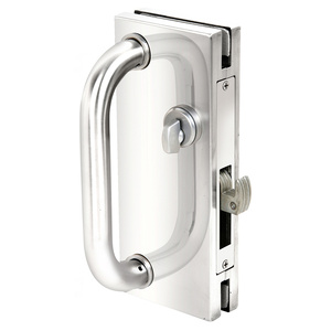 CRL Polished Stainless 4" x 10" Non-Handed Center Lock With Hook Throw Deadlock Latch