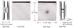 CRL Satin Nickel Square Style Hole-in-Glass Fixed Panel U-Clamp
